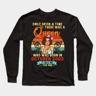 A Queen Was Born In October Girl 2003 Happy Birthday Long Sleeve T-Shirt